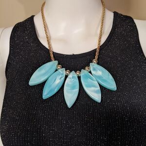 Vintage mint green with white swirls statement necklace